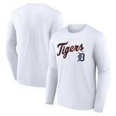 Detroit Tigers Team Lockup Long Sleeve T-Shirt - White T-shirts