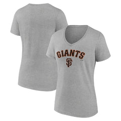 San Francisco Giants Women's Team Lockup V-Neck T-Shirt - Gray T-shirts