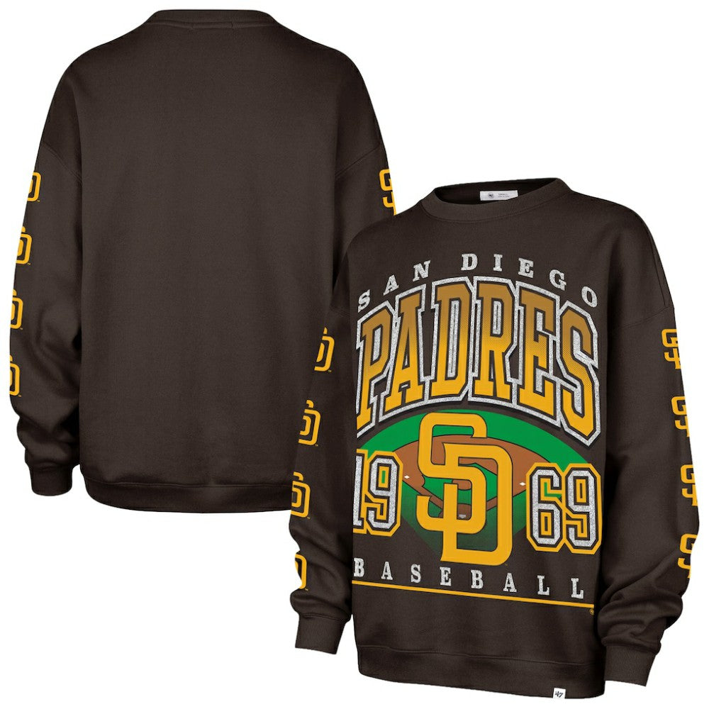 San Diego Padres '47 Women's Trendy Team Go Big Oversized Sweatshirt - Brown Sweatshirts