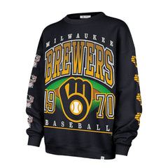 Milwaukee Brewers '47 Women's Trendy Team Go Big Oversized Sweatshirt - Navy Sweatshirts