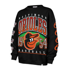 Baltimore Orioles '47 Women's Trendy Team Go Big Oversized Sweatshirt - Black Sweatshirts