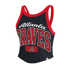 Atlanta Braves '47 Women's Trendy Team Rally Sporty Cropped Racerback Tank Top - Black Tanks