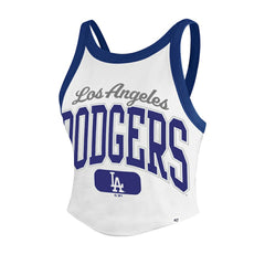 Los Angeles Dodgers '47 Women's Trendy Team Rally Sporty Cropped Racerback Tank Top - White Tanks