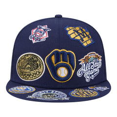 Milwaukee Brewers New Era All Over 59FIFTY Fitted Hat - Navy Hats