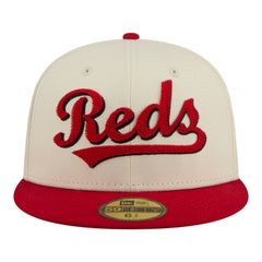 Cincinnati Reds New Era Two-Tone Stitch 59FIFTY Fitted Hat - Cream Hats