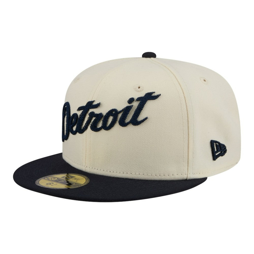 Detroit Tigers New Era Two-Tone Stitch 59FIFTY Fitted Hat - Cream Hats