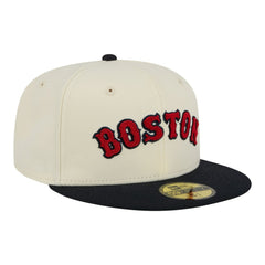 Boston Red Sox New Era Two-Tone Stitch 59FIFTY Fitted Hat - Cream Hats