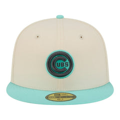 Chicago Cubs New Era Two-Tone Color Pack 59FIFTY Fitted Hat - Light Beige/Turquoise Hats