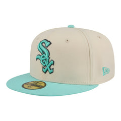 Chicago White Sox New Era Two-Tone Color Pack 59FIFTY Fitted Hat - Light Beige/Turquoise Hats