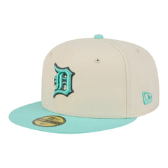 Detroit Tigers New Era Two-Tone Color Pack 59FIFTY Fitted Hat - Light Beige/Turquoise Hats
