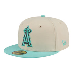 Los Angeles Angels New Era Two-Tone Color Pack 59FIFTY Fitted Hat - Light Beige/Turquoise Hats