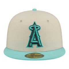Los Angeles Angels New Era Two-Tone Color Pack 59FIFTY Fitted Hat - Light Beige/Turquoise Hats