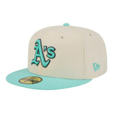 Athletics New Era Two-Tone Color Pack 59FIFTY Fitted Hat - Light Beige/Turquoise Hats