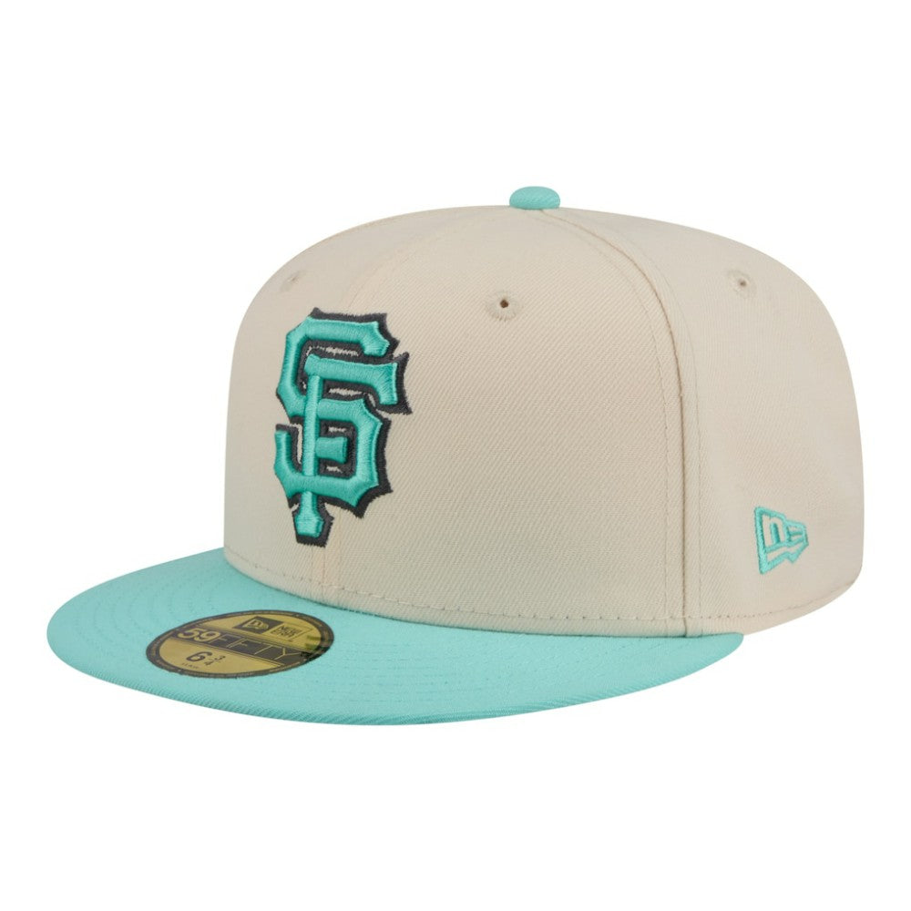 San Francisco Giants New Era Two-Tone Color Pack 59FIFTY Fitted Hat - Light Beige/Turquoise Hats