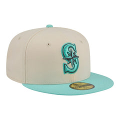 Seattle Mariners New Era Two-Tone Color Pack 59FIFTY Fitted Hat - Light Beige/Turquoise Hats