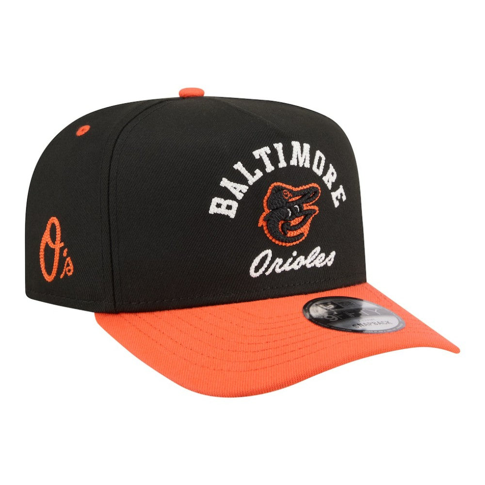 Baltimore Orioles New Era Arched A-Frame 9FIFTY Adjustable Hat - Black/Orange Hats