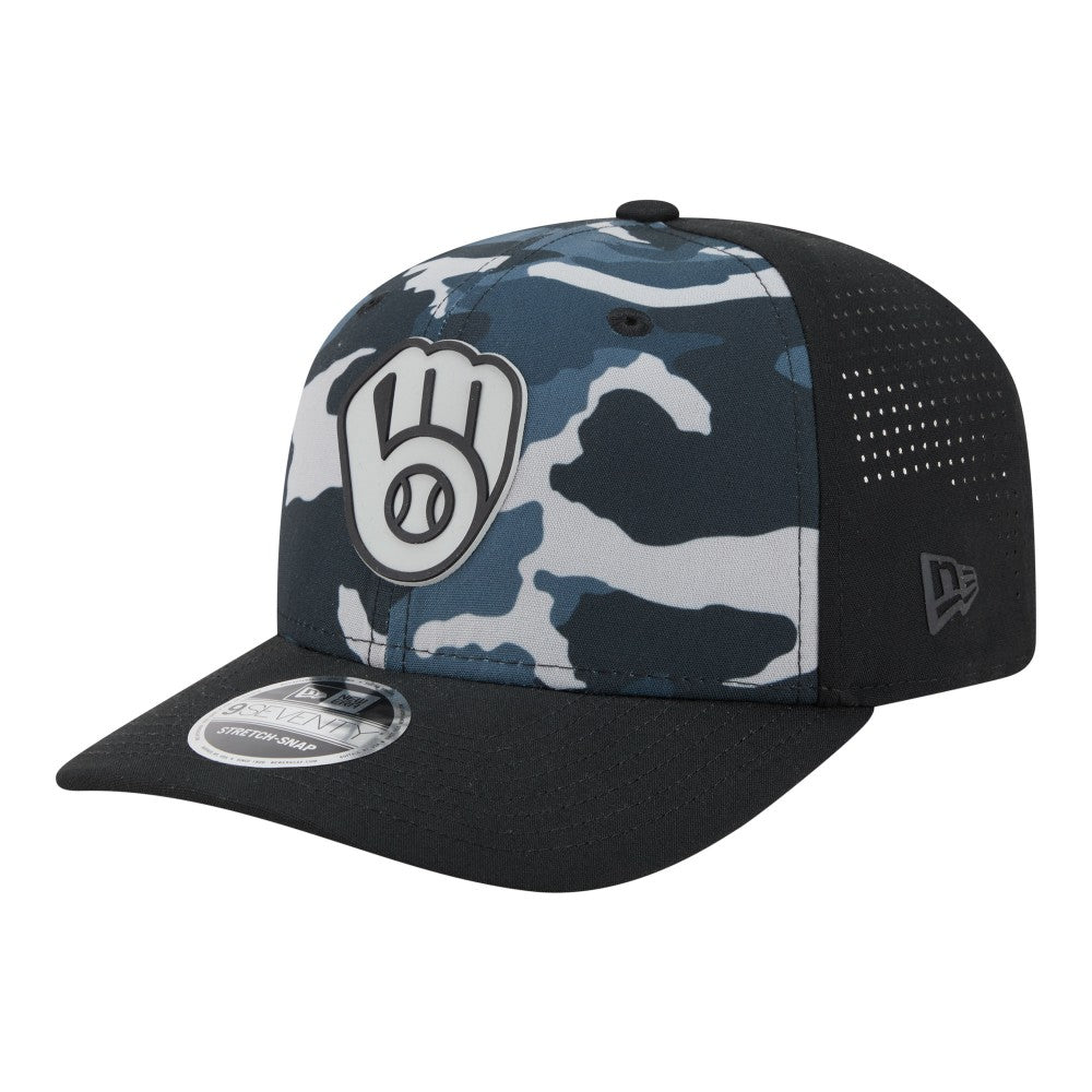 Milwaukee Brewers New Era Tonal Camo 9SEVENTY Stretch-Snap Hat - Black Hats