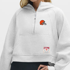Cleveland Browns lululemon Women's Scuba Oversized Half-Zip Hoodie Heathered Core Ultra Light Grey