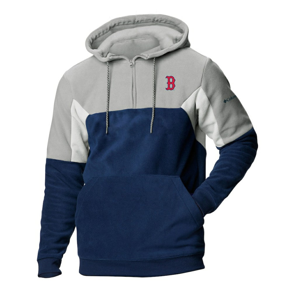 Boston Red Sox Columbia Men's Lodge Fleece Quarter-Zip Hoodie - Navy Hoodies