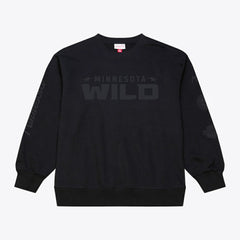 NHL Minnesota Wild Mitchell & Ness Phantom Fleece Crew Neck Sweatshirt - Black