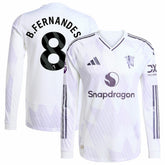 Bruno Fernandes Manchester United 2025/26 Away Long Sleeve Player Jersey White