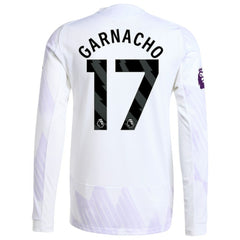 Alejandro Garnacho Manchester United 2025/26 Away Long Sleeve Player Jersey White