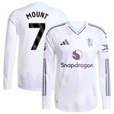 Mason Mount Manchester United 2025/26 Away Long Sleeve Player Jersey White