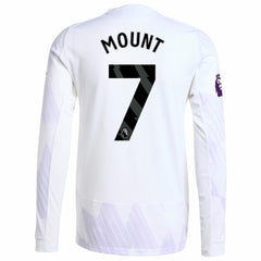 Mason Mount Manchester United 2025/26 Away Long Sleeve Player Jersey White
