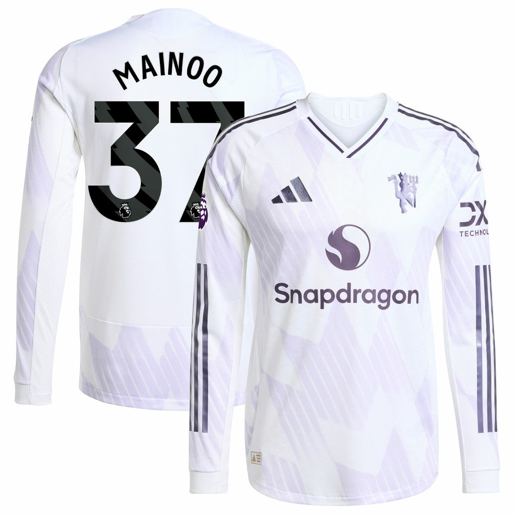 Kobbie Mainoo Manchester United 2025/26 Away Long Sleeve Player Jersey White