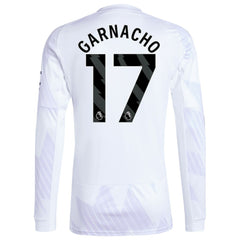 Alejandro Garnacho Manchester United 2025/26 Away Replica Long Sleeve Player Jersey White