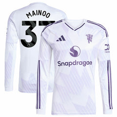 Kobbie Mainoo Manchester United 2025/26 Away Replica Long Sleeve Player Jersey White