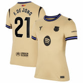Frenkie de Jong Barcelona Women's 2025/26 Away Stadium Replica Jersey Gold
