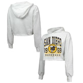 San Diego Padres Majestic Threads Women's Cropped Have A Field Day Tri-Blend Hoodie - White Hoodies