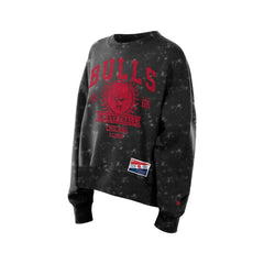 Chicago Bulls Women's Throwback Collection Mineral Wash Crewneck Sweatshirt Black
