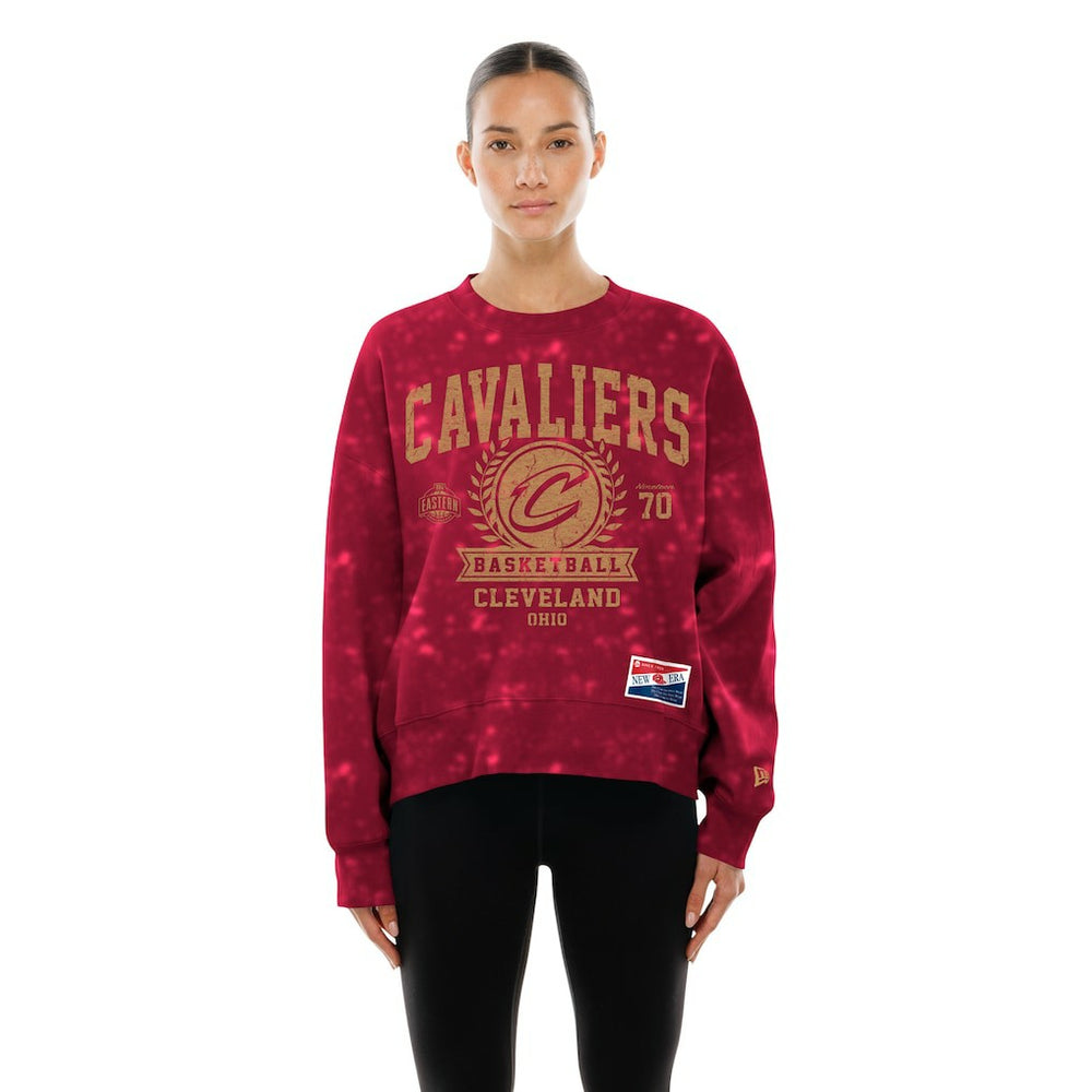 Cleveland Cavaliers Women's Throwback Collection Mineral Wash Crewneck Sweatshirt Wine