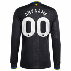 Manchester United 2025/26 Third Replica Long Sleeve Custom Jersey Black