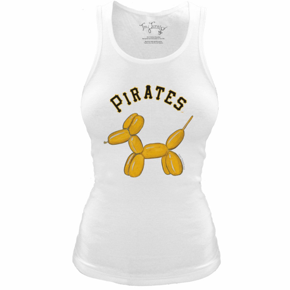 Pittsburgh Pirates Tiny Turnip Women's Fitted Balloon Dog Tri-Blend Tank Top - White Tanks