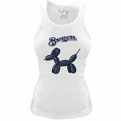 Milwaukee Brewers Tiny Turnip Women's Fitted Balloon Dog Tri-Blend Tank Top - White Tanks