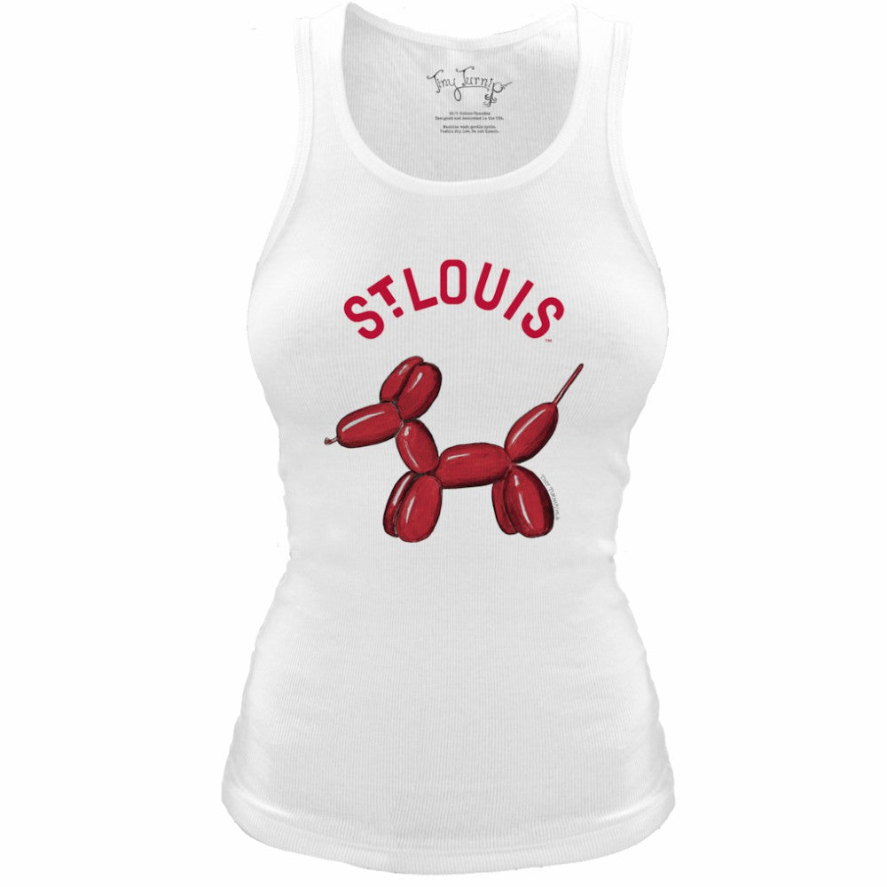 St. Louis Cardinals Tiny Turnip Women's Fitted Balloon Dog Tri-Blend Tank Top - White Tanks