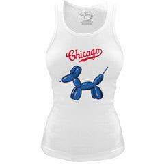 Chicago Cubs Tiny Turnip Women's Fitted Balloon Dog Tri-Blend Tank Top - White Tanks
