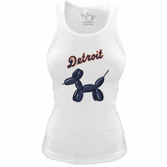 Detroit Tigers Tiny Turnip Women's Fitted Balloon Dog Tri-Blend Tank Top - White Tanks