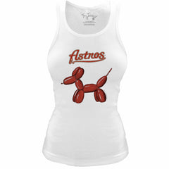 Houston Astros Tiny Turnip Women's Fitted Balloon Dog Tri-Blend Tank Top - White Tanks
