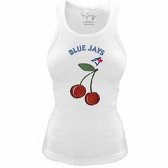 Toronto Blue Jays Tiny Turnip Women's Fitted Cherries Tri-Blend Tank Top - White Tanks
