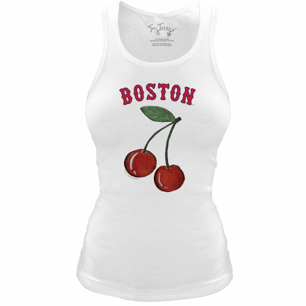 Boston Red Sox Tiny Turnip Women's Fitted Cherries Tri-Blend Tank Top - White Tanks
