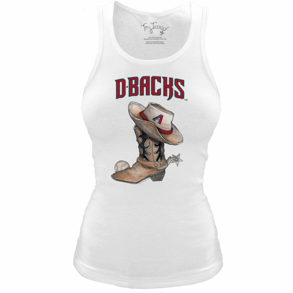 Arizona Diamondbacks Tiny Turnip Women's Fitted Vintage Cowboy Boot Tri-Blend Tank Top - White Tanks