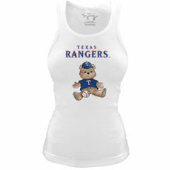 Texas Rangers Tiny Turnip Women's Fitted Teddy Bear Tri-Blend Tank Top - White Tanks