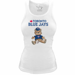Toronto Blue Jays Tiny Turnip Women's Fitted Teddy Bear Tri-Blend Tank Top - White Tanks