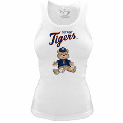 Detroit Tigers Tiny Turnip Women's Fitted Teddy Bear Tri-Blend Tank Top - White Tanks