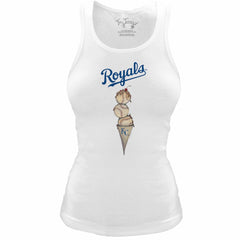 Kansas City Royals Tiny Turnip Women's Fitted Triple Scoop Tri-Blend Tank Top - White Tanks