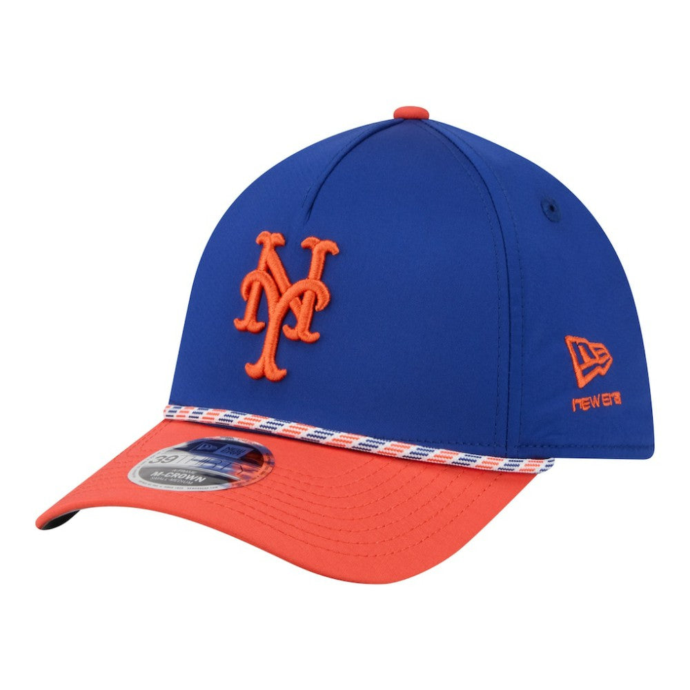 New York Mets New Era Rope M-Crown A-Frame 39THIRTY Flex Hat - Royal/Orange Hats